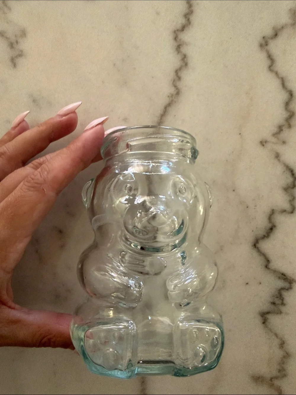 Clear Glass Honey Bear Jar - Decorative Home Accent